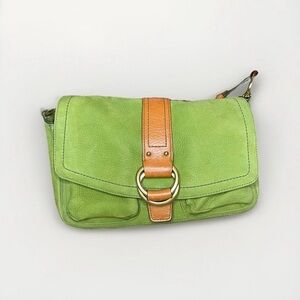 Vintage COACH 8A57 Soho One Shoulder Bag/Handbag -Green Suede Leather